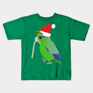 A cute Christmas green pacific parrotlet Kids T-Shirt